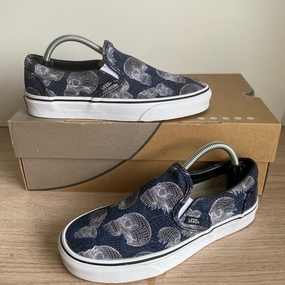 Vans Classic Slip-On Wireframe Skulls Dark Blue Sneakers 2021- SZ 5 M - 6.5 W main image 6